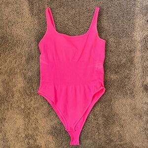 Bright Pink Ribbed, Shapping Bodysuit